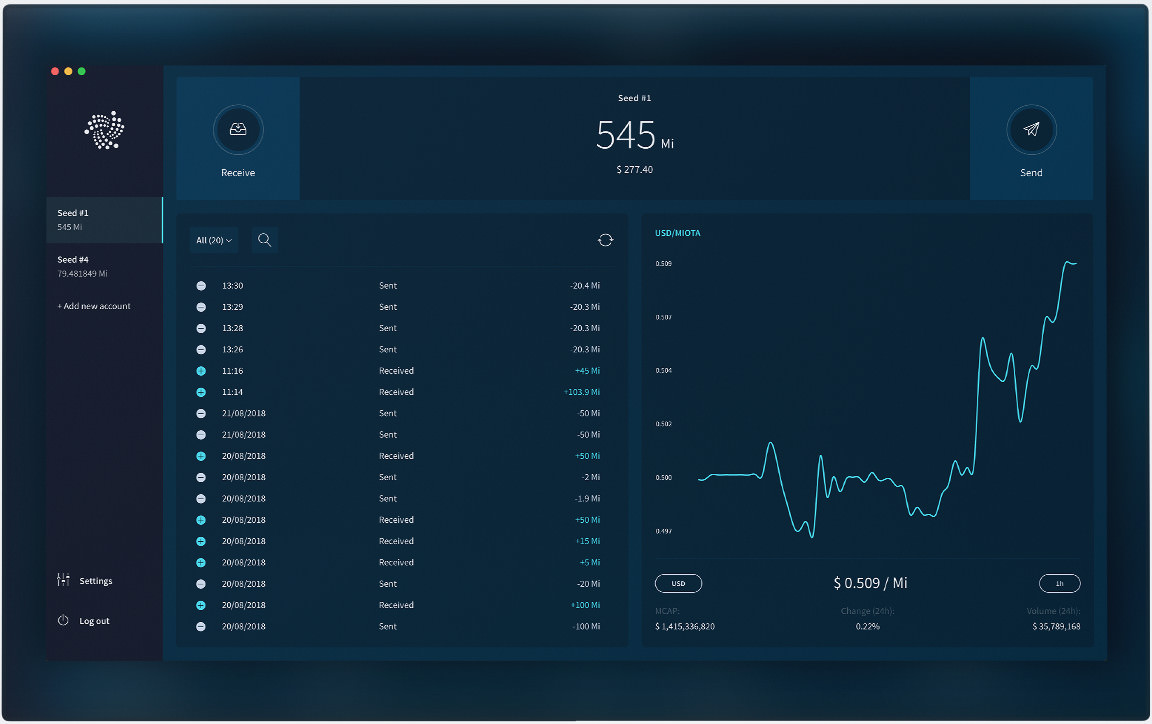 IOTA Trinity wallet interface